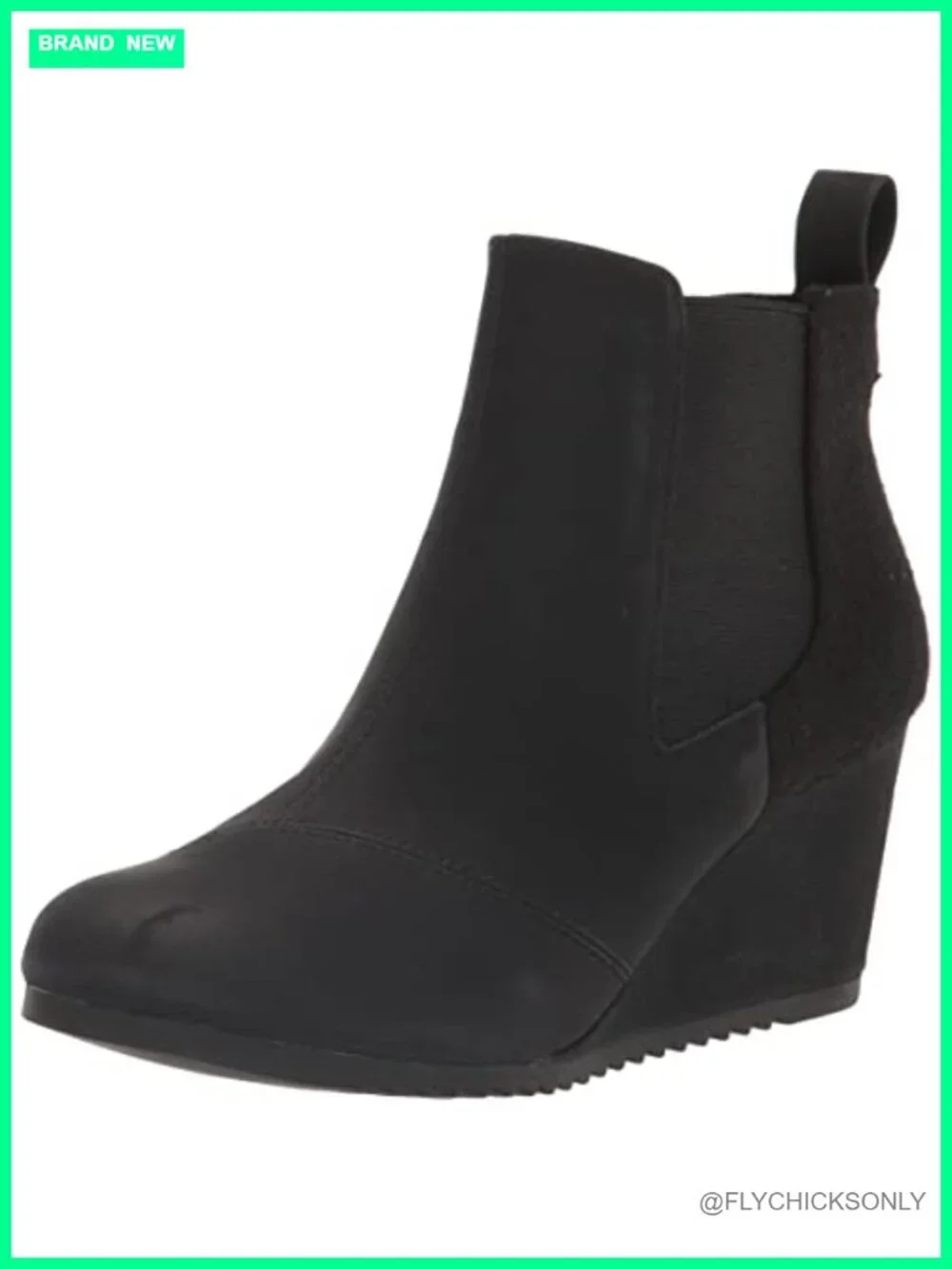 TOMS Bailey Suede Faux Leather Wrapped Wedge Ankle Booties Memory Foam